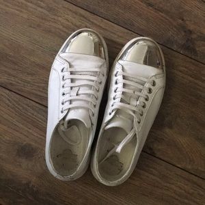 Dr Martens White Leather Sneaker with Silver Toe 7